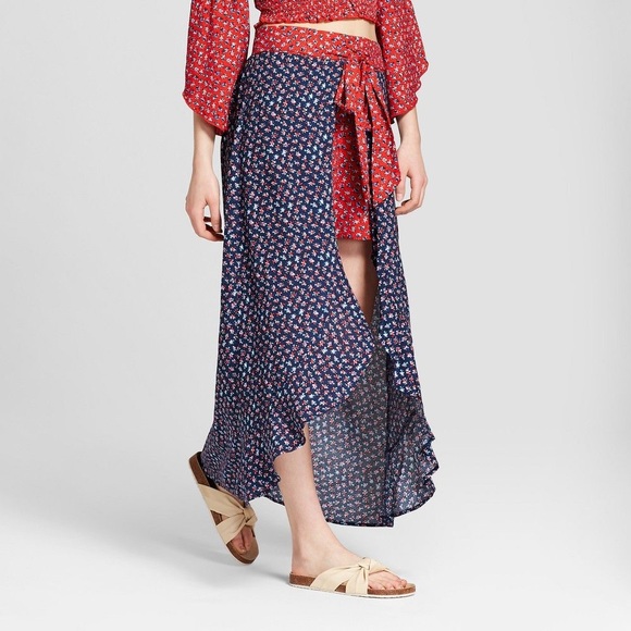 Xhilaration Floral Maxi Skirt with Shorts - Picture 1 of 7